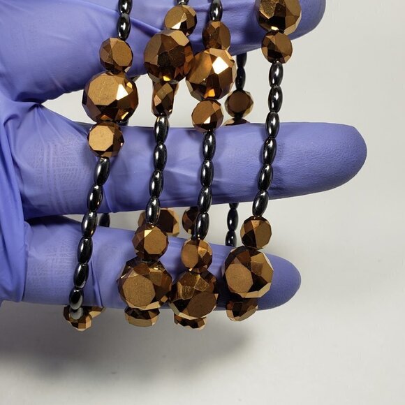 Set of 4 Silver tone Brown / Chocolate  Beaded Stretchy Bracelets - Picture 5 of 10